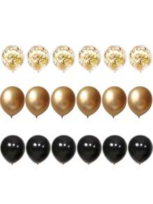 30/20 Peças Conjunto de Balões de Látex de Confete de Papel Multicolorido Preto e Dourado - Perfeito para Dia das Mães, Casamentos, Aniversários, Aniversários, Formatura, Feriados e Revelação de Gênero - Decoração de Festa Interna/Externa