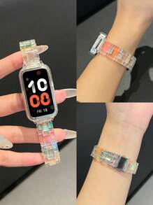 Brazalete de cuentas multicolor transparente 2 en 1, estuche protector transparente de negocios para bandas 10/9/8/7/6, Honor Band 9/7/6, Galaxy Fit 3, compatible con NFC - Colorido y transparente - Ver 16
