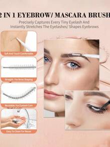 100 piezas Micro cepillo de cejas con tapa, cepillo de laminación de cejas, spoolies para cejas, pestañas, cepillo de cejas y pestañas, herramientas para rellenar, levantar y teñir cejas y pestañas, peine para extensiones