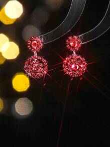 Europe And The United States Exaggerated Retro Palace Gorgeous Purple Double Round CZ Women's Crystal Earrings 1 Pair
