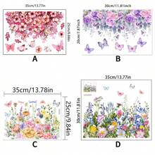 1pc Plant & Floral Self-Adhesive Toilet Seat Sticker, Butterfly & Grass Bathroom Decoration Wall Toilet Cover Sticker Gifts Birthday Graduation Home Decor Wall Decor Bedroom Decor Room Decoration Stuff Living Room Decor House Decor Home Decor Living Room Wall Art Wall Paper Stickers