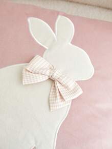 1pc Easter Pink Rabbit Embroidered Cushion Cover, For Indoor Decoration, Easter Fluffy Bow Decorative Pillow Cover, Without Filling - Pink - View 6