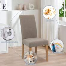 Pokrowce na krzesła do jadalni Zestaw 4 pokrowców na krzesła Pokrowce na krzesła do jadalni Elastyczne pokrowce na krzesła kuchenne Parsons, beżowe, XL Pokrowce na krzesła do jadalni Elastyczne pokrowce na krzesła z wysokim oparciem z żakardu do salonu Kuchnia Możliwość prania w pralce