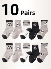 10pcs/5pcs Cute Cartoon Panda Children's Socks, Colorblock, Printed, Boys, Girls, Moisture Wicking, Mid-Calf Socks, Spring, Summer, Autumn, Athletic Socks, Girl Gifts, Boy Gifts, Mom Gifts, Dad Gifts, Girls Summer Clothes, Boys Summer Clothes, Holiday Gifts - Multicolor - View 16