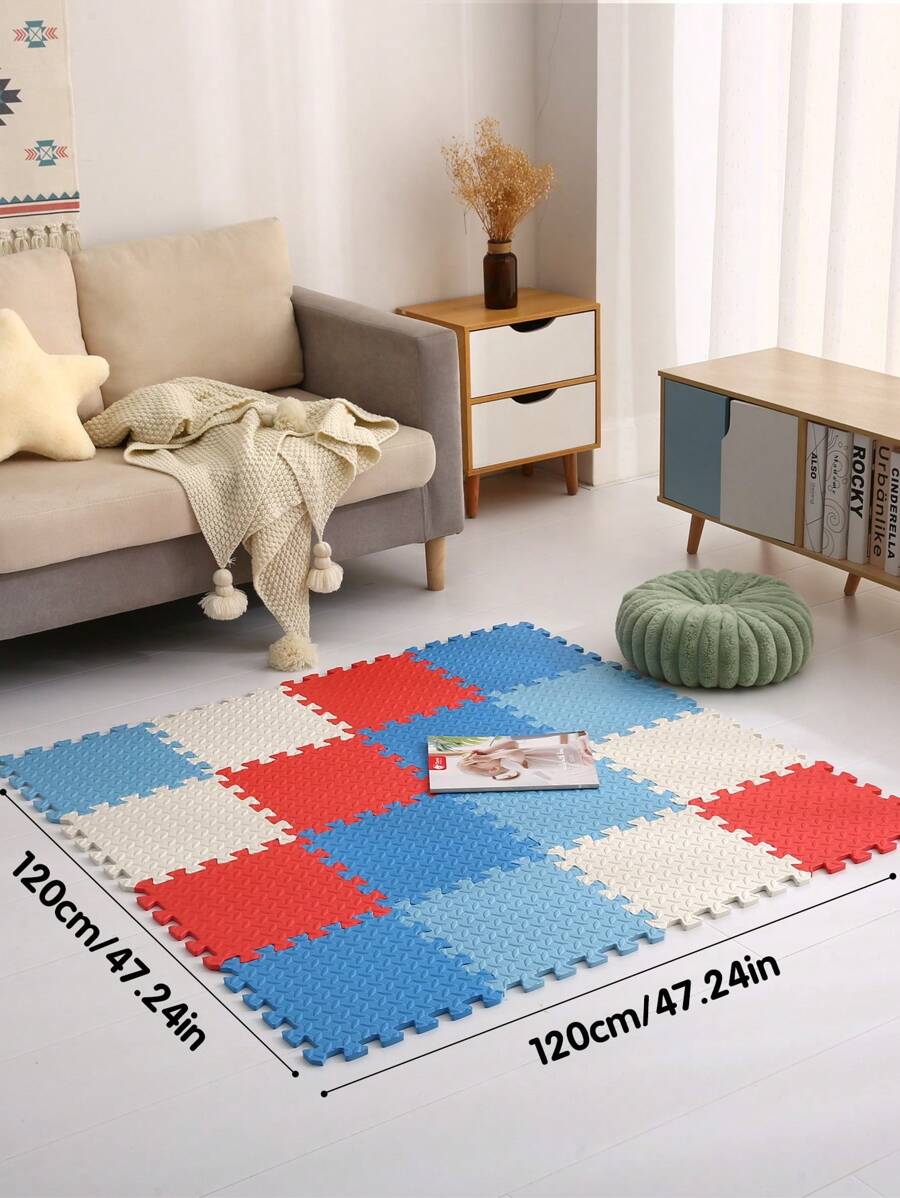 30*30*1cm (16 Pcs/Set), 4 Colours Mixed Patchwork Floor Mat With PVC Bag EVA Interlocking Foam Puzzle Floor Mats