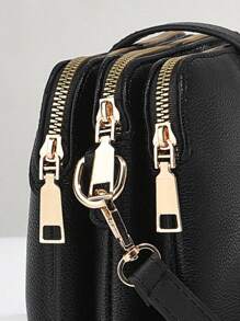 Faux Leather Shoulder Bag, Women's Fashionable Zipper Wallet Casual Shoulder Bag With Removable Shoulder Strap