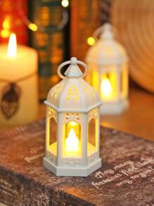 1个复古迷你手持装饰灯笼，带电池，室内家居装饰灯，桌面装饰，卧室装饰，壁挂式夜灯，适用于婚礼派对节日装饰，LED室内装饰灯笼 - 彩色 - 查看 10