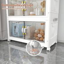 CENLEN 可折叠储物箱 5 层，大型双开储物箱，带盖和轮子的大型储物箱，可存放衣服、零食、玩具和书籍，家庭办公室户外折叠容器储物箱返校旅行必需品房间装饰、家居装饰、卧室装饰储物整理和储物小狗存放连衣裙短裤手机壳比基尼女士夏装裙子夏装连衣裙指甲牛仔裤上衣白色连衣裙女士连衣裙 - 4層 - 查看 9