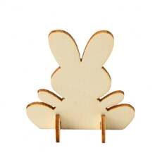 10pcs DIY Easter Rabbit Decor, Wooden Rabbits For Crafts, Creative Painting Wooden Pieces, For Easter Home Decoration