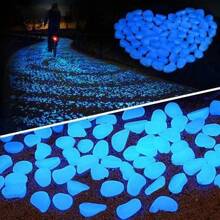 Luminous Stones Glow In The Dark Pebbles Glowing Stones Outdoor Walkways Home Garden Yard Decor Fish Tank Pebble Rocks - Blue - View 3