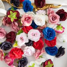 5/10 件人造花丝绸玫瑰头新娘花束材料假植物适用于秋季婚礼花瓶适用于家庭餐厅卧室装饰、节日生日派对配件、户外花园装饰