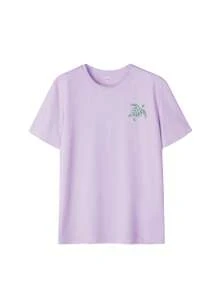 Women's Summer Vacation Ocean Creature & Letter Print Round Neck T-Shirt, Graphic Tee, White, Black, Pink - Purple - View 5