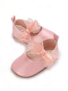 Infant Casual Shoes, Infant/Toddler Bowknot Anti-Slip Soft Bottom Flat Shoes, Newborn Butterfly Decor Infant Flat Shoes - Pink - View 5