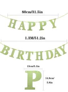 1set(2pcs) - Green & Gold Happy Birthday Bunting Banner