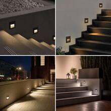 YICALE Lampara Escalera Pared,8Pzs 3000K 3W,Lamparas de Pared Interior de Casas Aluminio,Impermeable Luces Para Escaleras Interiores,Lámpara de Pared Para Escalera,Recamara,Pasillo(Luz cálida,Negro) - Negro-10P - Ver 7