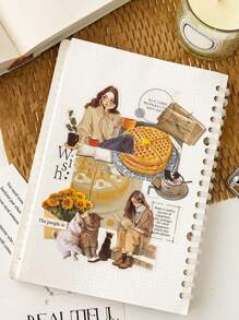 1 Pacote de 30 Peças de Adesivos Decorativos de Menina Artística em PET para Scrapbooking, Artesanato DIY, Álbum de Fotos, Planejador, Suprimentos Escolares, Volta às Aulas