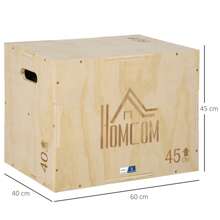 HOMCOM Box jump pliométrie 3 en 1 - Collaboration Aosom.fr x FFHandball - appareil boîte à saut musculation fitness & crossfit plyobox pour box training 40/45/60 cm en bois