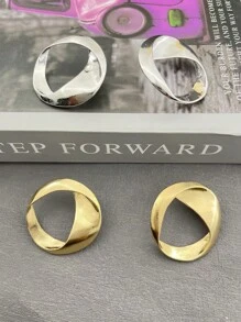 2 件简约圆形耳环，银色和金色几何吊坠耳环，女士时尚配饰 - style 1 - 查看 1