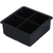 Forma De Silicone 4 Gelo Cubo Grande 4,8cm - Preto - Visão 2