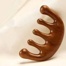 2pcs Sandalwood Massage Comb, Enhance Scalp Health Gua Sha Tool, Meridian Massage Comb With 5 Teeth, No Handle, Traditional Chinese Acupuncture Head Brush To Improve Blood Circulation