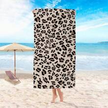 Telo da spiaggia oversize, leggero e ad asciugatura rapida in microfibra, con stampa leopardata, super morbido e anti-sabbia, adatto per piscina, spiaggia, donne, in colore nero e stampa leopardata, regalo