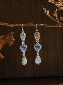 1 Pair Fashionable Vintage Unique Design Boho Style Dangle Earrings, Suitable For Women Everyday Wear