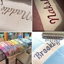 1 Toalla de playa turca bordada personalizada, 70.9*35.5in, con flecos a rayas europeo americanos, toalla absorbente para la piscina de verano, vacaciones
