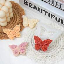 Molde de silicone em formato de flor e borboleta, para artesanato decorativo em resina e gesso. - Branco - Ver 1
