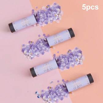 5 件紫色婚礼和派对五彩纸屑发射器（请勿瞄准人或物体）