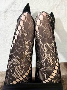 1 件镂空连裤袜女朋克尼龙紧身裤长筒袜打底裤 JK 洛丽塔袜子女渔网长袜