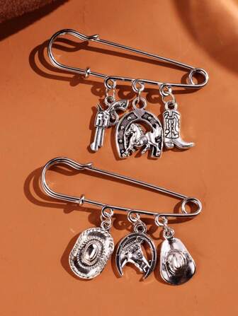 1 件男士西部牛仔马蹄环、动物靴、帽子、金属胸针装饰别针套装适用于西装、衬衫、牛仔裤衣服包饰背包学校 Kpop 教师用品包饰可爱办公室配饰衬衫夹克珠宝万圣节秋冬配饰，适合青少年、青年、男士、休闲、户外、运动、度假、毕业礼物、生日、日常穿着衣服别针有趣的教师礼物 00 服装配饰圣诞节