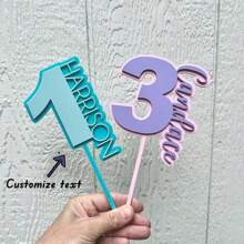 1PA Custom Cake Topper. Age. Number. Personalized. Happy Birthday. Kids Name Cake. Celebration. Smash Cake. Acrylic Cake Topper,Brunch-Ready - Multicolor - View 1