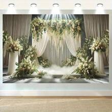 1pc Romantic Floral Wedding Background Banner, Party Decoration, Multi-Purpose Event Background For Studio, Home And Garden Celebrations, Photo Background With Polyester For Indoor And Outdoor Festivals. - Multicolor - View 8