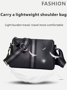 Mochila de lujo para hombres con diseño diagonal - Correa del hombro ajustable, gran capacidad, negra con adorno a rayas, adecuada para el trabajo diario, ocio empresarial, elegante adorno de cremallera, tratamiento de superficie texturizada, el regalo ideal perfecto para hombres. - Negro - Ver 4