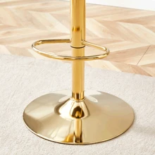 MUUOKY Modern Minimalist Acrylic Bar Stools With Mid Back, Set Of 2, Can Rotate 360 ° And Adjust Lifting, PET Backrest And White PU Seats, Transparent Adjustable Swivel Airlift Barstools, Counter Height Bar Chairs For Kitchen Dining Pub Cafe, And Front Desk Cashiers - 金色 - 查看 10