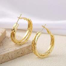 欧美ins网红同款多层花朵圆圈耳环女个性简约优雅耳钉 - 彩色 - 查看 4