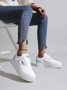 2025 Spring New White Sneakers Korean Version Girl Students Platform Increase Height Sport Skateboard Shoes Teenager Casual Breathable Soft Sole Girl Shoes - White - View 5