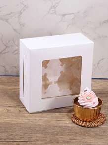 2 件/4 件带窗口纸杯蛋糕盒，12/4 杯蛋糕盒，大号蛋糕盒，适用于生日、婚礼、情人节礼物包装 - 彩色 - 查看 2