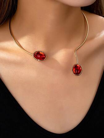 1 件不对称几何复古夸张个性化高端时尚颈链