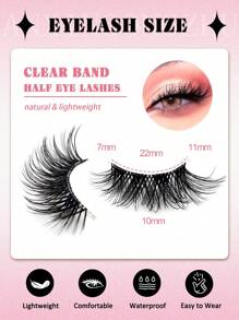 7 paar transparante halve wimpers met natuurlijke look, luchtige kattenooglook, korte accentwimpers, hoekwimpers, 3/4 wimpers, herbruikbare wimpers, verpakking