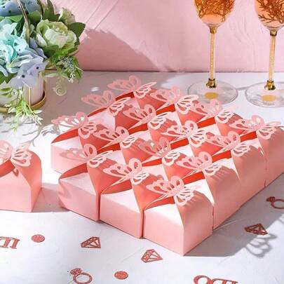 5/10/20 件蝴蝶礼盒，生日婚礼派对珠光纸蝴蝶礼盒方形礼盒节日纸盒