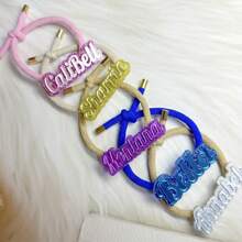 1 szt. spersonalizowana akrylowa gumka do włosów z imieniem, błyszcząca gumka do włosów w kolorze makaronika, DIY akcesorium do włosów - spersonalizowany prezent, prezent urodzinowy, prezent na imprezę, prezent rocznicowy, wyjątkowy prezent na akcesorium do włosów, akcesorium do włosów na ślub