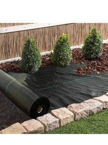 2m X 15m Control Membrane Garden Barrier Fabric Heavy Duty For Landscaping Driveway Gravel Artificial Grass Lawn Underlay Gadern Patios Garden Flower Beds, Black Woven Ground Cover - Black - View 3