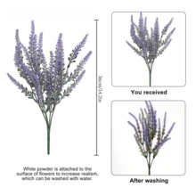 3 Bunches Artificial Lavender Flowers, Plastic Plants For Home Decor, Wedding, Kitchen, Garden, Porch, Window Box, Office, Tabletop Centerpiece, Purple Gifts Birthday Graduation