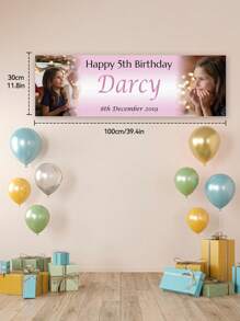 Personalized Name And Age Photo Birthday Party Banner, Custom Decorative Party Supplies, Minimalist Party Decor, Suitable For Celebration Events, Father's Day Decor, Summer Holidays, Multi-Functional, Decorative, Reusable, Exquisite And Fashionable, Colorful, Modern And Stylish, Customizable, Personalized, Unique, Ideal Gift For Him, Ideal Gift For Her - Multicolor - View 11