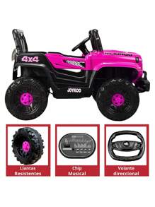 Joykoo Electric Ride On Truck 4x4 Remote Control Led Light 12v - Pink - View 4