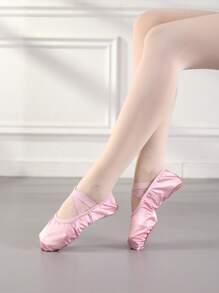 Women's Professional Satin Ballet Flats, Slip-On Style With Criss-Cross Elastic Strap Design, Breathable And Comfortable, Suitable For Ballet Practice And Performance - Baby Pink - View 4
