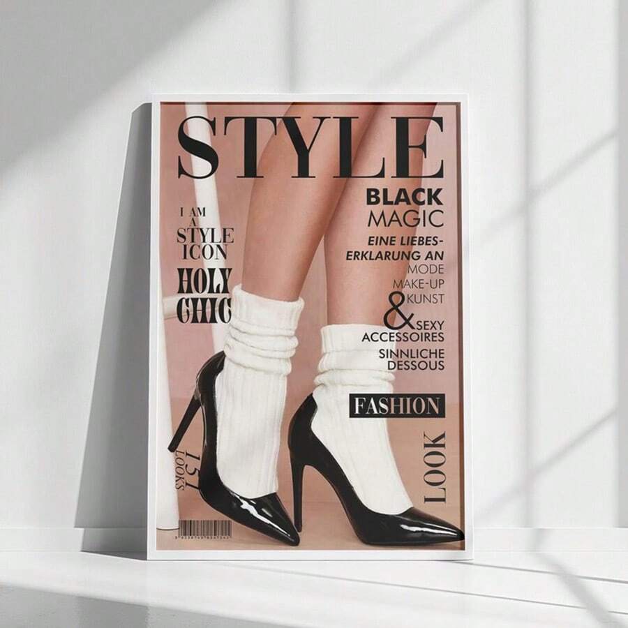 1 件风格杂志墙壁艺术图片 70 年代复古帆布印刷画高跟鞋海报装饰适用于卧室、客厅、公寓、宿舍墙壁装饰礼物送给她无框 - 彩色 - 查看 1