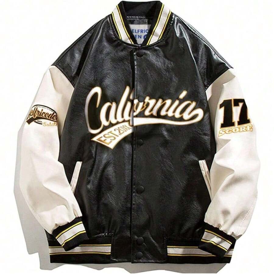 Letter Embroidered Racing Jacket Vintage Graphic Baseball Jacket Unisex ...