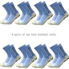8 Pairs Thickened Terry Cushioned Football/Sports Socks, Textured Grip For Outdoor Training, Cycling - Multicolor - View 19